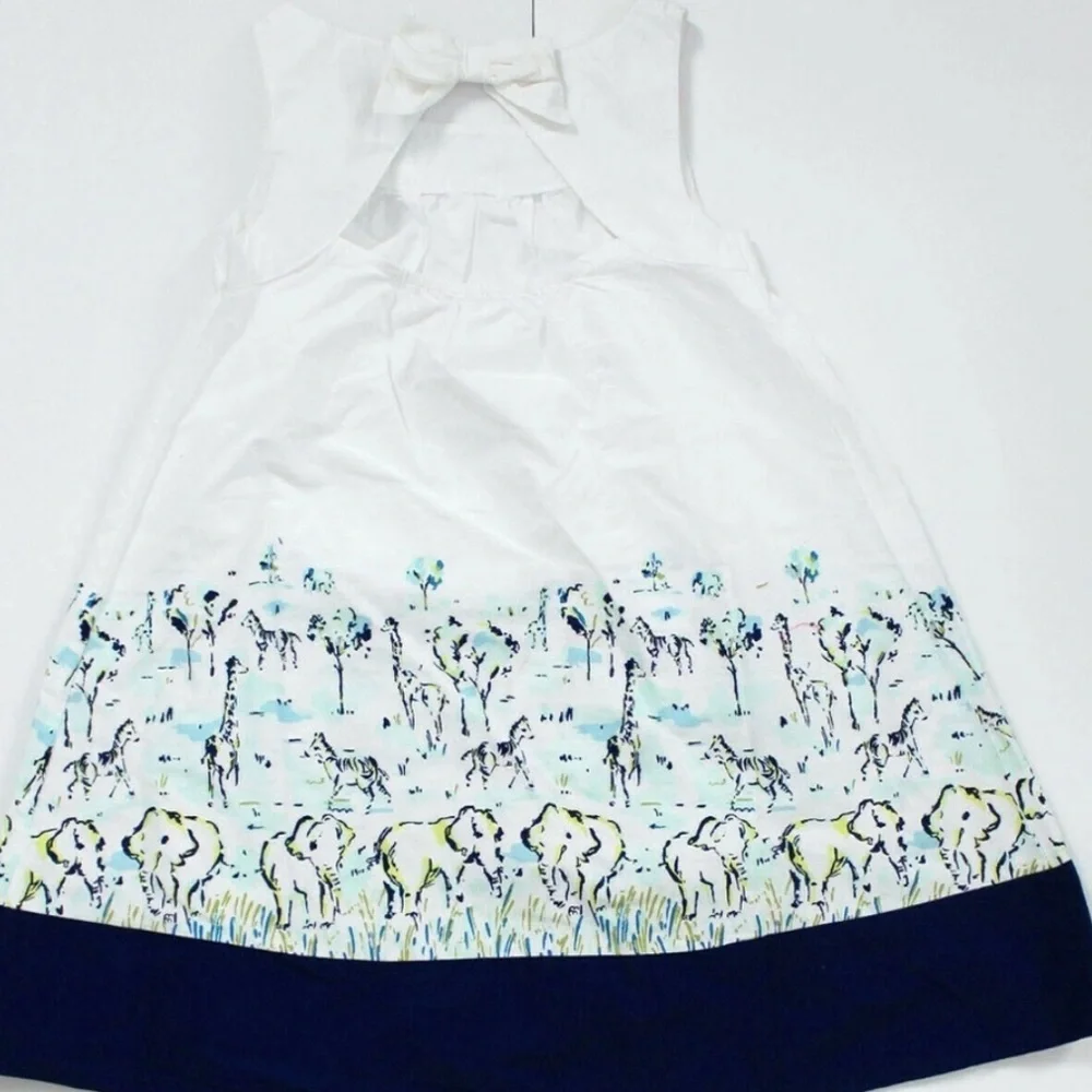 Gymboree Safari White and Blue Casual Kids Dress•animal print zoo safari theme3T